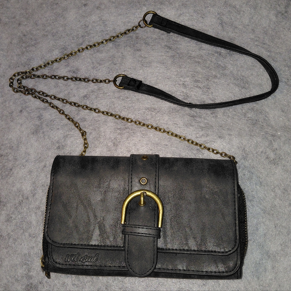 Wet Seal Black Leather Crossbody Bag